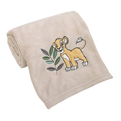 Disney Lion King Leader of The Pack Grey, Sage, & Yellow Super Soft Baby Blanket with Simba Applique, Grey, Sage, Yellow von Disney