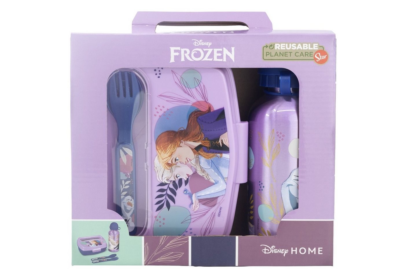 Disney Lunchbox Disney Die Eiskönigin 4 tlg Kinder Lunch Set, Kunststoff Aluminium, (4-tlg), Brotdose Alu-Trinkflasche Besteck von Disney