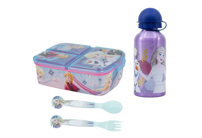 Disney Lunchbox Disney Die Eiskönigin Anna Elsa 4 tlg Kinder Lunch Set, (4-tlg), Brotdose Alu-Trinkflasche Besteck von Disney