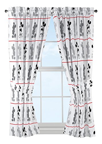 Disney Mickey Mouse Jersey White 4 Piece 63" Curtain/Drapes Set (2 Panels, 2 Tiebacks) von Disney