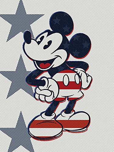 Disney Retro Stars N Stripes Leinwanddruck, Mehrfarbig, 60 x 80 cm von Mickey Mouse