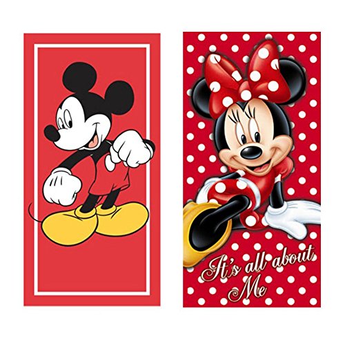 Disney Mickey Mouse & Minnie Mouse Beach Towels Printed Velour - 2 Pack Set von Disney