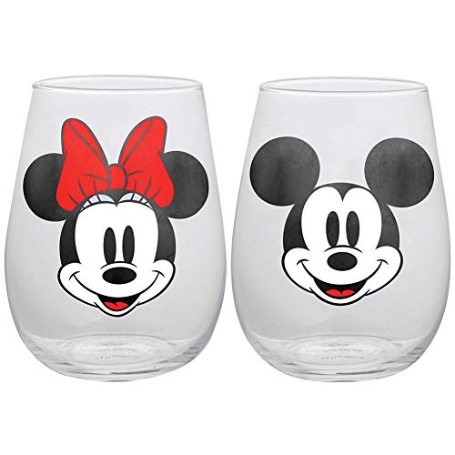 Disney Mickey und Minnie Mouse Weingläser, ohne Stiel, 2 Stück von Disney