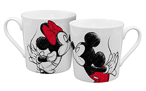 Disney Mickey & Minnie Tasse Kiss Sketch - weiÃŸ/schwarz/rot, aus Porzellan, in Geschenkverpackung. von Disney