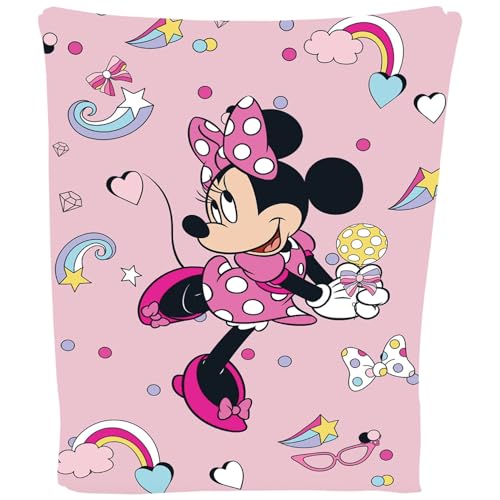 Disney Minnie Maus lustige Fleece-Decke, Überwurf, superweich, Bett-Zubehör, Geschenk für Mädchen, Rosa von Disney