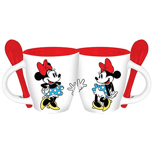 Disney Minnie Mouse Waves Espresso Mug w/Spoon, White Red von Disney