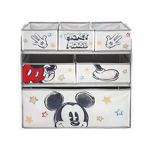 Disney Nixy Kids Mickey Mouse Klassischer Spielzeug-Organizer aus Holz mit 6 Aufbewahrungsbehältern von ARDITEX