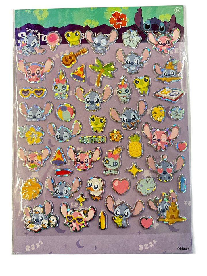 Disney Sticker Lilo&Stitch Bubble Sticker Aufkleber Buch 50 Sticker blau pink, (Set 1-tlg), Angel,Stitch,Schrulle und Freunde Geschenke für Jungen und Mädchen von Disney