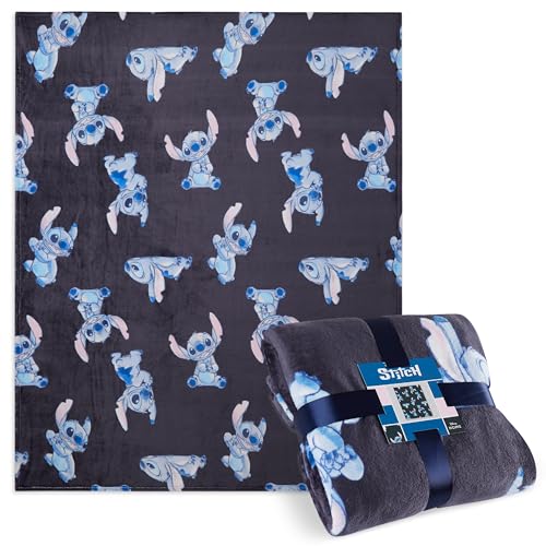 Disney Stitch Fleecedecke 150x130cm - Superweiche Kuscheldecke Kinder für Sofa und Bett - Gemütliche Decke Kinder (Blau Stitch) von Disney