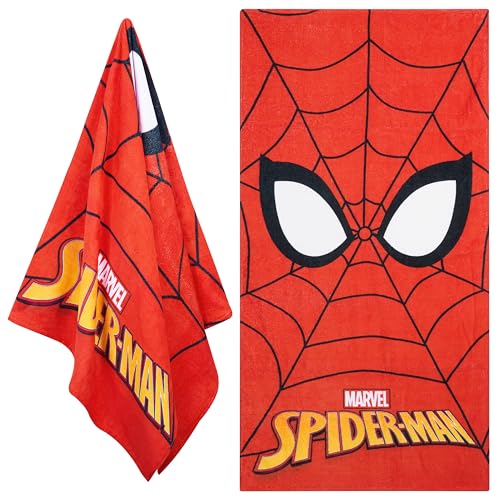 Disney Stitch Handtuch Kinder Badetuch Schnelltrocknend Strandtuch Baumwolle Duschtuch 70x140 cm für Schwimmen und Baden Reise Zubehör (Rot Spiderman) von Disney
