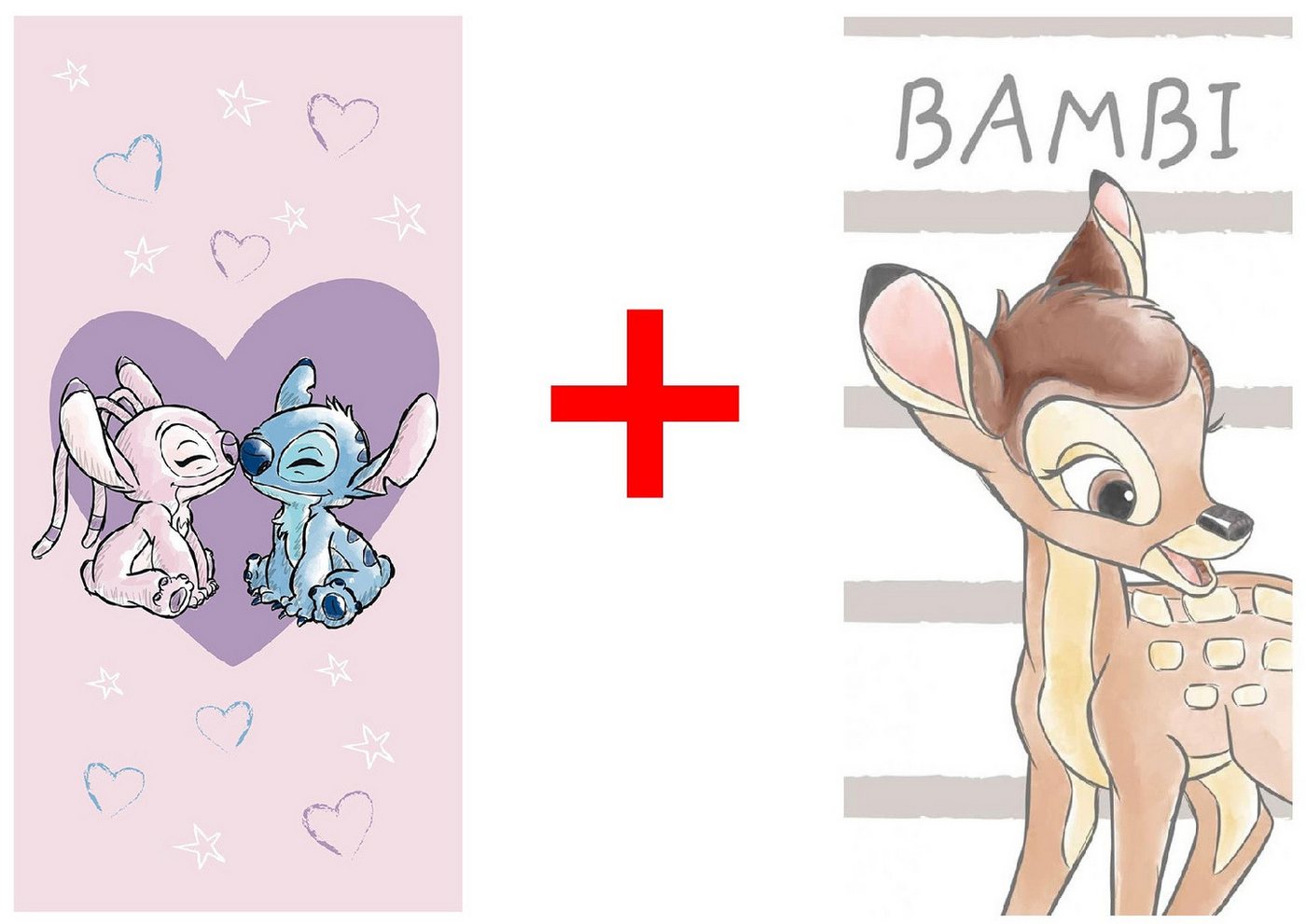 Disney Strandtücher Disney Lilo und Stitch + Bambi Handtuch Strandtuch Badetextilien 2er-S, Frottee (2-St) von Disney