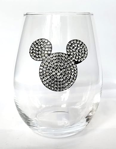 Disney Strass | Weinglas ohne Stiel inspiriert | Mickey Minnie Fan | Lustiges Geburtstag, Weihnachten, Muttertag, Vatertag, Abschlussgeschenk (Mickey) von Disney