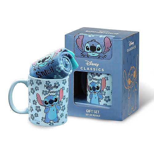 Disney Tasse und Socken Damen Set Stitch Geschenk Set (Blau Stitch) von Disney