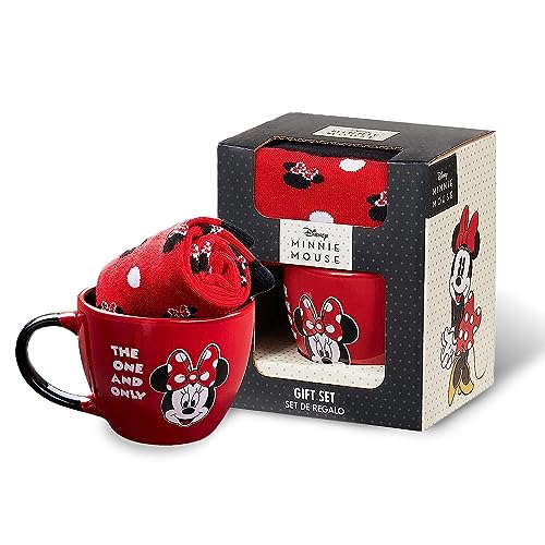 Disney Tasse und Socken Damen Set Stitch Geschenk Set (Rot Minnie) von Disney