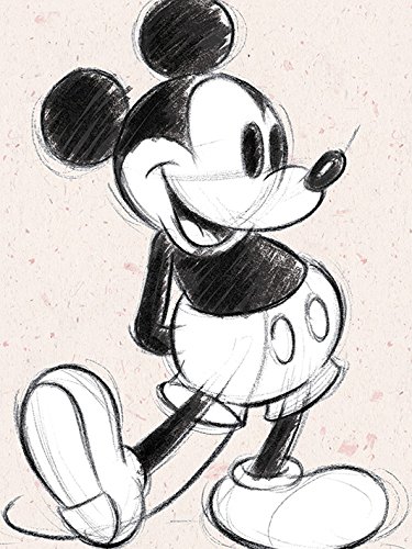 Disney Textured Sketch Leinwanddruck, Mehrfarbig, 60 x 80 cm von Mickey Mouse