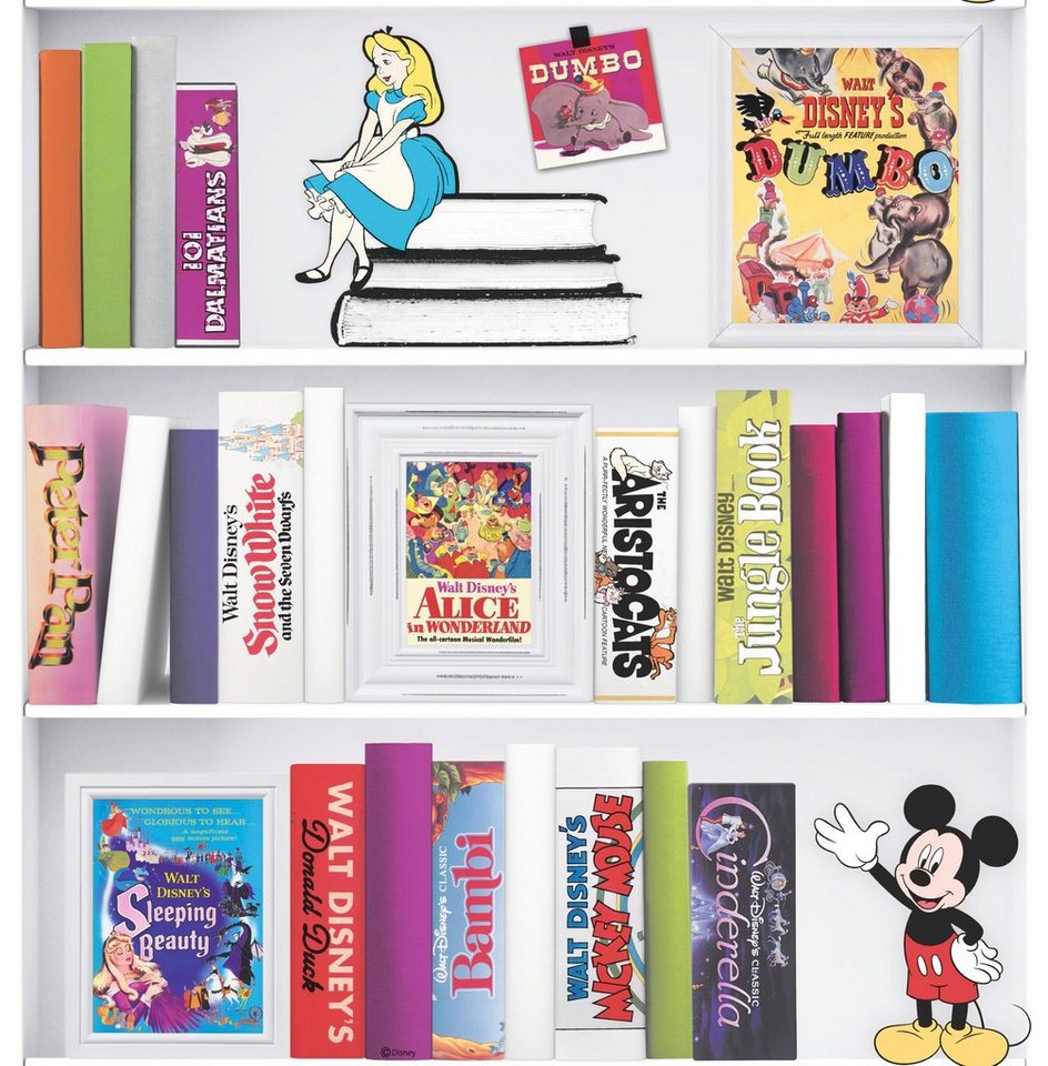 Disney Vliestapete Bücherregal, (1 St), Mehrfarbig - 1005x52 cm von Disney