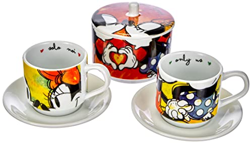 Egan Porzellan set 2 Kaffeetassen Stapelbar Mickey mit Zuckerdose und Tischset WMSET/20 grün von Egan