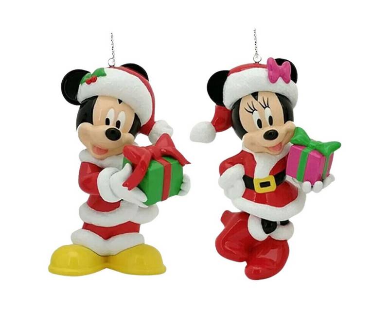 Disney Weihnachtsfigur 2er Set Christbaumfigur 9cm 3D Mickey + Minnie Mouse Weihnachtskugel von Disney