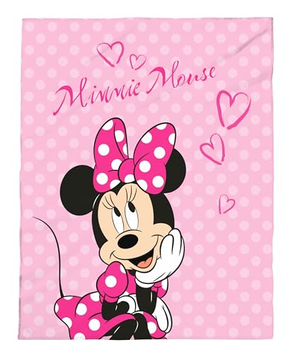 Disney Minnie Mouse Flanell Flauschdecke Kuscheldecke 130 x 160 cm Tagesdecke, Überwurf von Disney