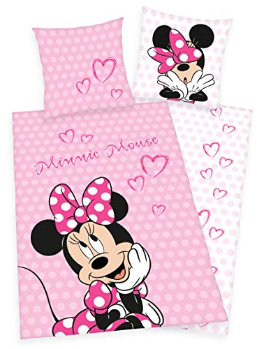 Disney Minnie Mouse Maus Bettwäsche 80x80 + 135x200cm 100% Baumwolle, Renforcé von Disney