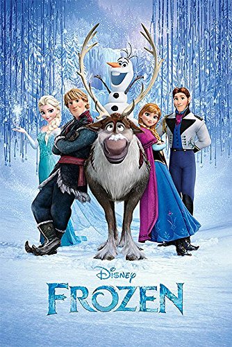 Disney Close Up Frozen Poster Die Eiskönigin Cast (61 cm x 91,5 cm) + 2 St. Schwarze Posterleisten mit Aufhängung von Disney