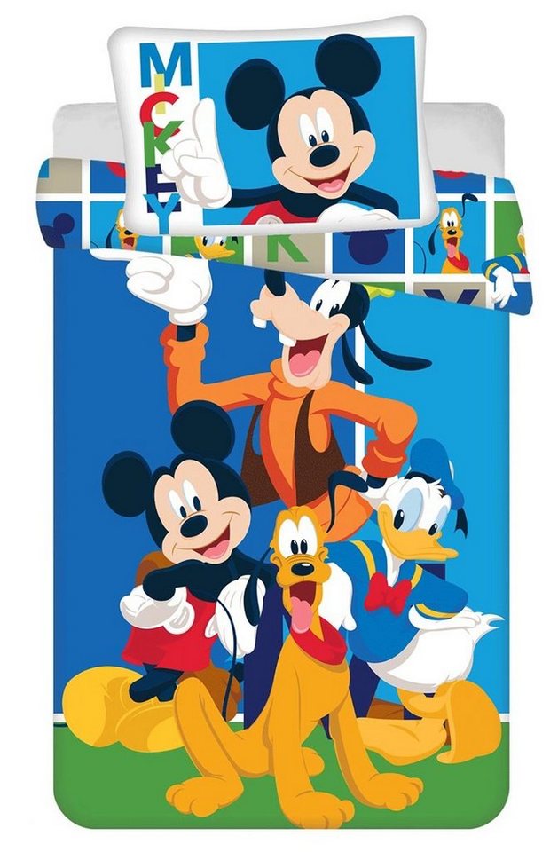Kinderbettwäsche Bettwäsche Set Mickey Maus Donald Duck Pluto Goofy, Disney, Renforcé, 2 teilig von Disney