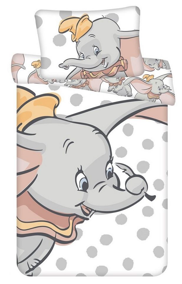 Kinderbettwäsche Disney Baby Kinder Bettwäsche Dumbo mit Punkten Be, Disney, Renforcé, 2 teilig von Disney