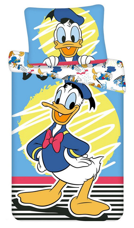 Kinderbettwäsche Wendebettwäsche Donald Duck aus Entenhausen, Disney, Renforcé, 2 teilig von Disney