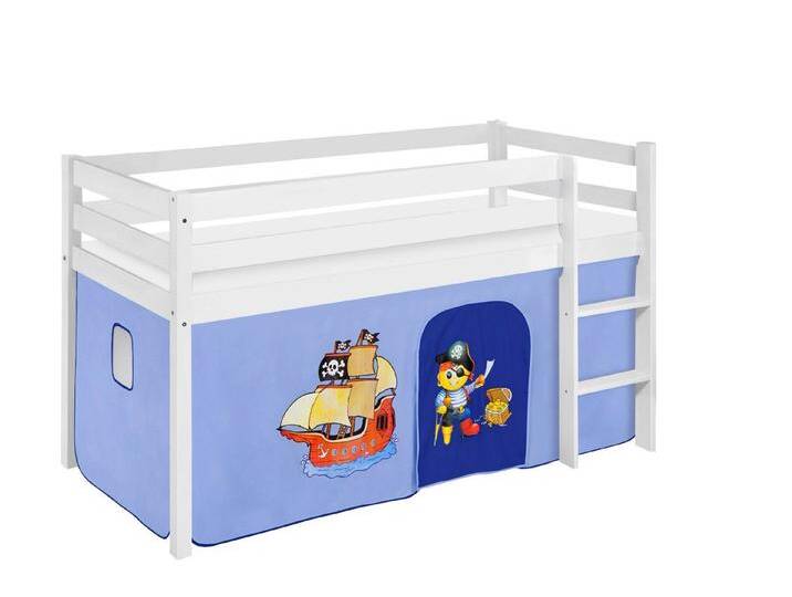 Lilokids Kinderbett Spielbett JELLE Disney Eiskönigin - Hochbett - weiß - mit Vorhang, blau, Pirat-Blau Lilokids Kinderbett Spielbett JELLE Disney Eiskönigin - Hochbett - weiß - mit Vorhang, blau, Pirat-Blau von Disney