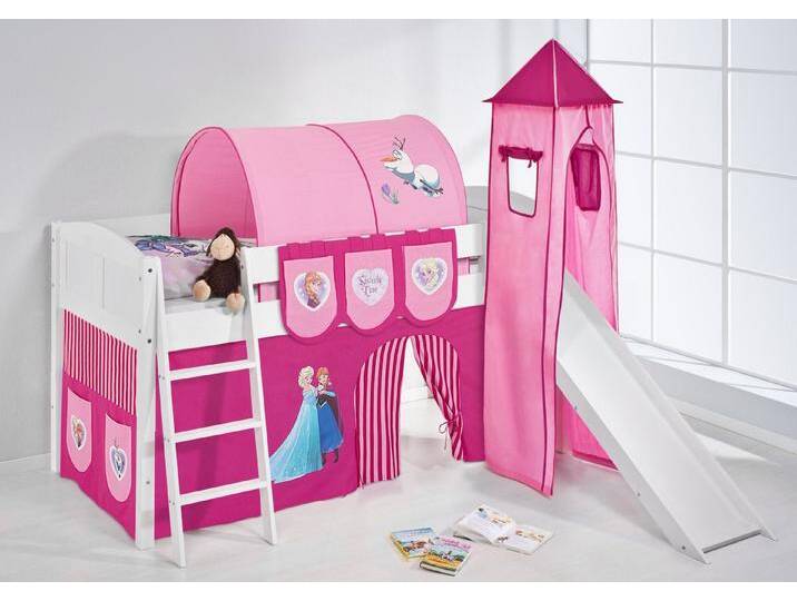 Lilokids Prinzessinbett Hochbett mit Turm & Rutsche IDA DISNEY FROZEN Eiskönigin Anna & Elsa von Disney