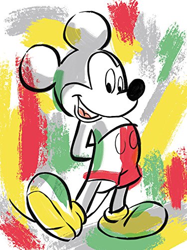 Disney Paint Stripes Leinwanddruck, Mehrfarbig, 60 x 80 cm von Mickey Mouse