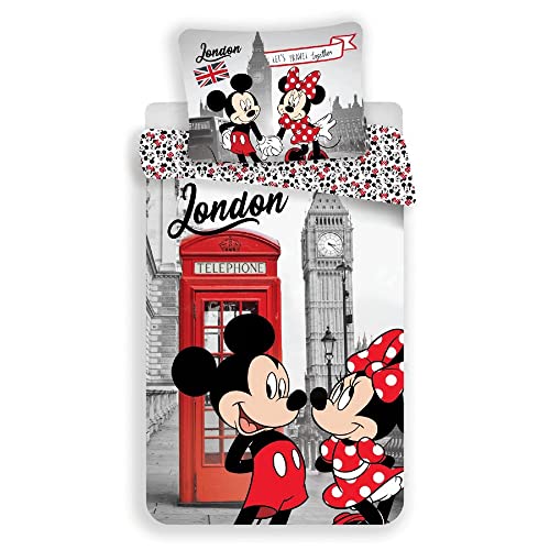 Mickey und Minnie London – Bettwäsche für Kinder – Bettbezug von Jerry Fabrics