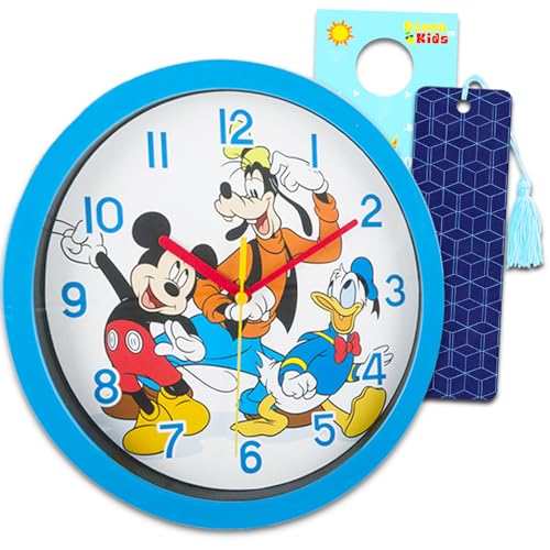 Disney Mickey Mouse Wanduhr, Raumdekor-Set für Kinder, Erwachsene, mit 25,4 cm Mickey und Friends Wanduhr Plus Lesezeichen und mehr, Mickey-Maus-Geschenke von Disney