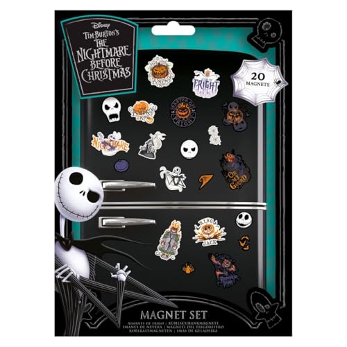 The Nightmare Before Christmas 20-teiliges Magnet-Set (Colourful Shadows -Designs) 20 Mini-Magnete, Kühlschrankmagnete - Offizielles Lizenzprodukt von Disney