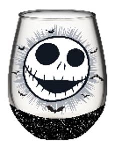 Tim Burton’s The Nightmare Before Christmas Jack Skellington Face 20 Ounce Stemless Wine Glass with Glitter Base - Official Disney Kitchen Collectible Novelty Drinkware Gifts von Disney