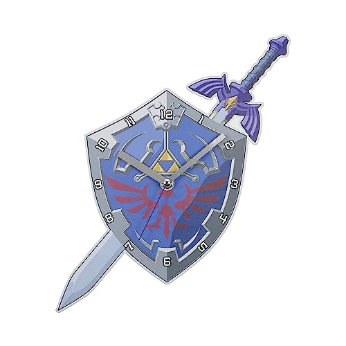 Zelda GLZ3037 Wanduhr, Schild und Schwert, Blau / silberfarben von Disney