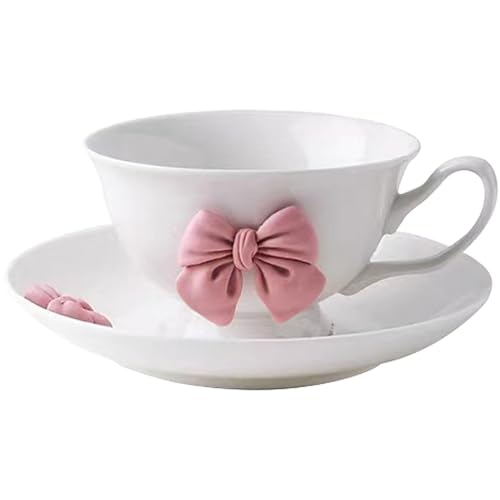 Disoza 200 ML Kaffeetassen Set mit Untertasse Cute Mug Dunkelrosa Schleife Kaffeebecher Keramik Tasse mit Schleife und Henkel Porzellan Kaffee Tee Tasse Disoza 200 ML Kaffeetassen Set mit Untertasse Cute Mug Dunkelrosa Schleife Kaffeebecher Keramik Tasse mit Schleife und Henkel Porzellan Kaffee Tee Tasse von Disoza