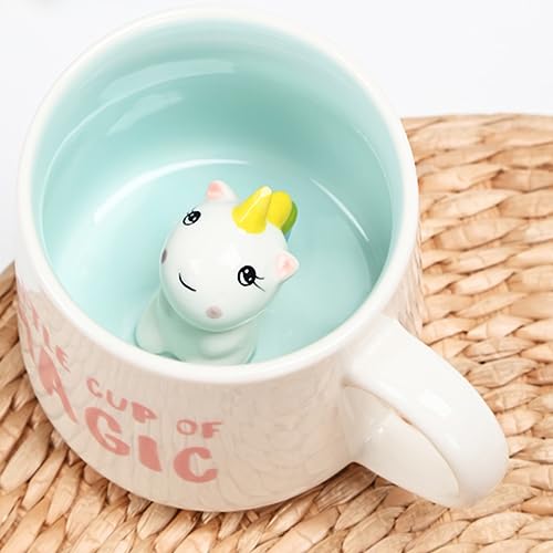 Disoza 3d Tier Tasse Einhorn Geschenke für Frauen Einhorn Becher Geschenke für Mädchen Cute Mug Geschenke für Freundin Lustige 3d Tasse mit Einhorn Figur Innen Einhorn Geschenke für Frauen Geburtstag von Disoza