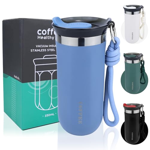 Disoza 500 ml Thermobecher Kaffee to go Kaffeebecher Thermobecher Travel Coffee Mug Blau Kaffeebecher to go Thermo Becher mit Deckel Termokaffeebecher Thermotasse Trinkbecher mit Deckel von Disoza