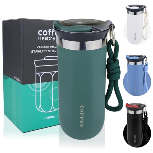 Disoza 500 ml Thermobecher Kaffee to go Kaffeebecher Thermobecher Travel Coffee Mug Grün Kaffeebecher to go Thermo Becher mit Deckel Termokaffeebecher Thermotasse Trinkbecher mit Deckel von Disoza