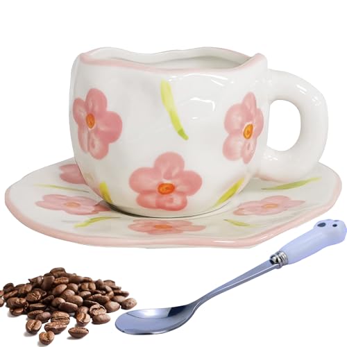 Disoza Kaffeetassen Set mit Untertasse Süße Blumen Tasse Geschenke für Frauen zum Geburtstag Tee Kaffee Becher mit Untertasse 250 ml Keramik Tasse Geburtstagsgeschenk für Frauen Mädchen Mama Freundin Disoza Kaffeetassen Set mit Untertasse Süße Blumen Tasse Geschenke für Frauen zum Geburtstag Tee Kaffee Becher mit Untertasse 250 ml Keramik Tasse Geburtstagsgeschenk für Frauen Mädchen Mama Freundin von Disoza