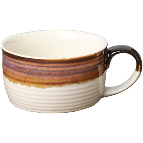 Disoza Weiß und Braun Tasse Keramik 700ml Kaffeetasse Groß Suppentassen mit Henkel Jumbotassen XXL Kaffee Tee Tasse Müsli Kaffeebecher Schale Schüssel Porzellan Kaffee Tasse Suppenschüssel mit Griff von Disoza