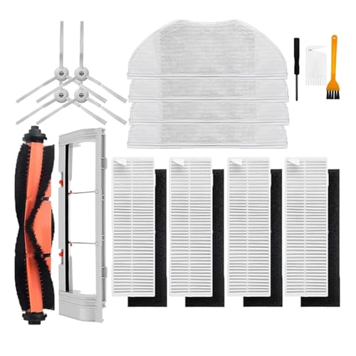 DispRA Kompatibel mit MI G1 MJSTG1 Mi Robot Vacuum Mop Essential Staubsauger-Seiten-/Hauptbürstenabdeckung, Hepa-Filter, Wischtuchteile(Set4) von DispRA