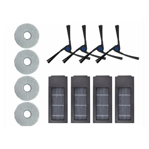 Kompatibel mit ECOVACS DEEBOT X2 Filter Wischen Wischen Seitenbürste Staubbeutel Filter Staubsauger Kehrroboter Kehrmaschine Ersatz(Gold) von DispRA