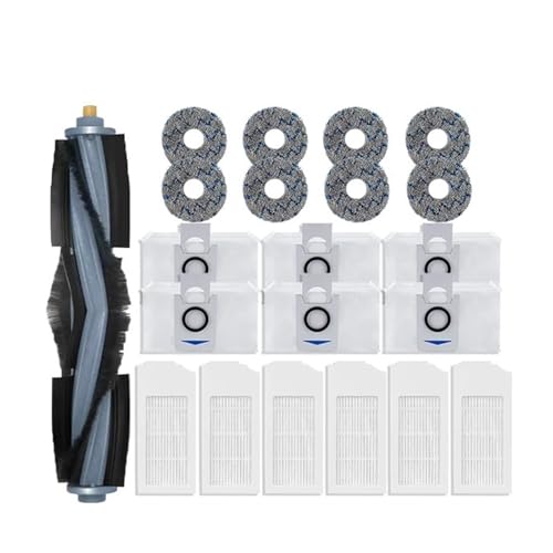 Kompatibel mit Ecovacs Deebot X1 Omni T10 Omni Roboter-Staubsauger-Ersatzteile. Gummi-Seitenbürstenabdeckung, Hepa-Filter, Wischlappen, Staubbeutel(21PCS) von DispRA