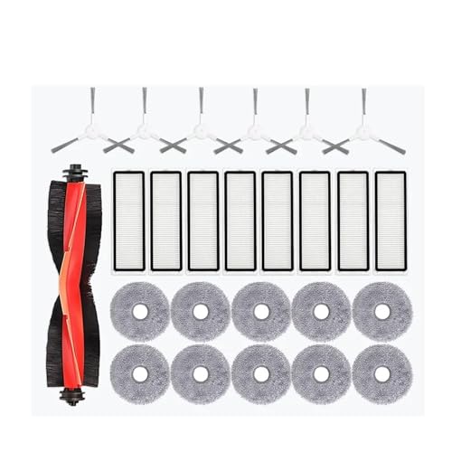 Kompatibel mit Kompatibel mit Xiaomi Robot Vacuum S10+ Plus B105 / S20+ Plus B108GL Teile Hauptwalze Seitenbürste Hepa-Filter Wischtuch Zubehör(White) von DispRA