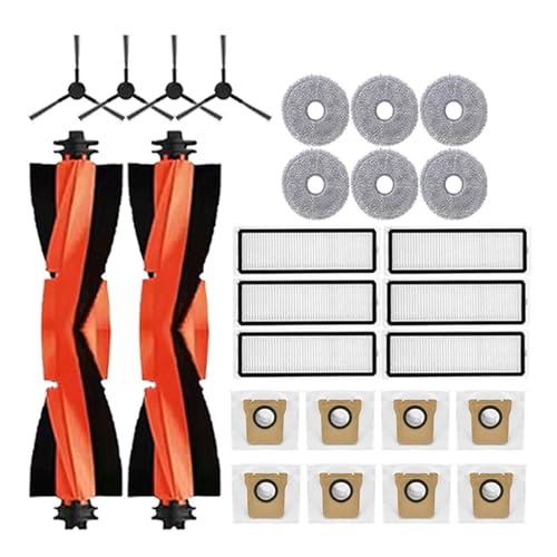 Kompatibel mit Xiaomi Robot Vacuum X20 Max D109GL VacuumParts Hauptwalze Seitenbürste Hepa-Filter Mopptuch Staubbeutel Zubehör Ersatz(White) von DispRA
