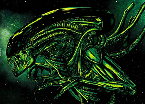 Displate – Metallposter - Magnet-Montage - Alien - Alien Posters - Black And Green Alien - Größe M - 32x45cm von Displate