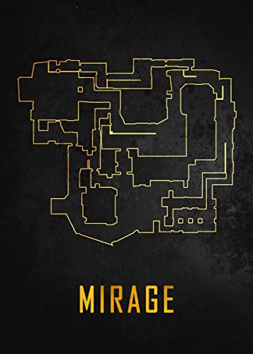 Displate - Metallposter - Magnet-Montage - Counter-Strike - Maps - Mirage Map Black And Gold - Größe M - 32x45cm Matt von Displate