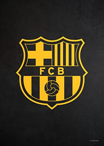 Displate - Metallposter - Magnet-Montage - FC Barcelona - Crest - Crest yellow black - Größe L - 67,5x48cm Matt von Displate